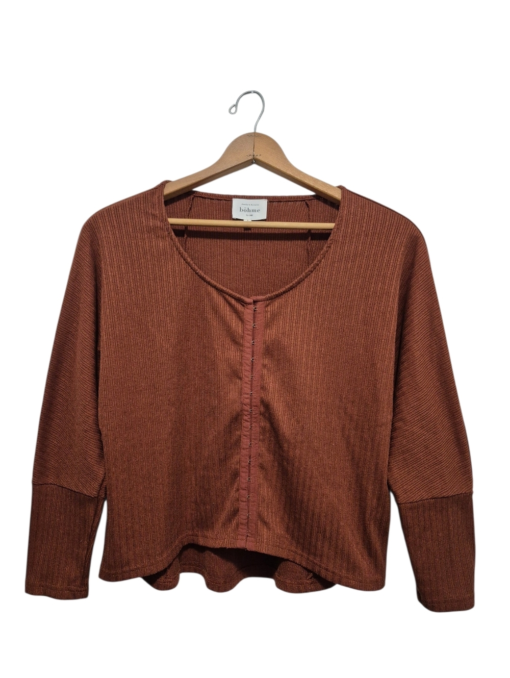 Bohme Rust Orange/Brown Top With Hook & Eye Detail SIZE SMALL Boho Festival